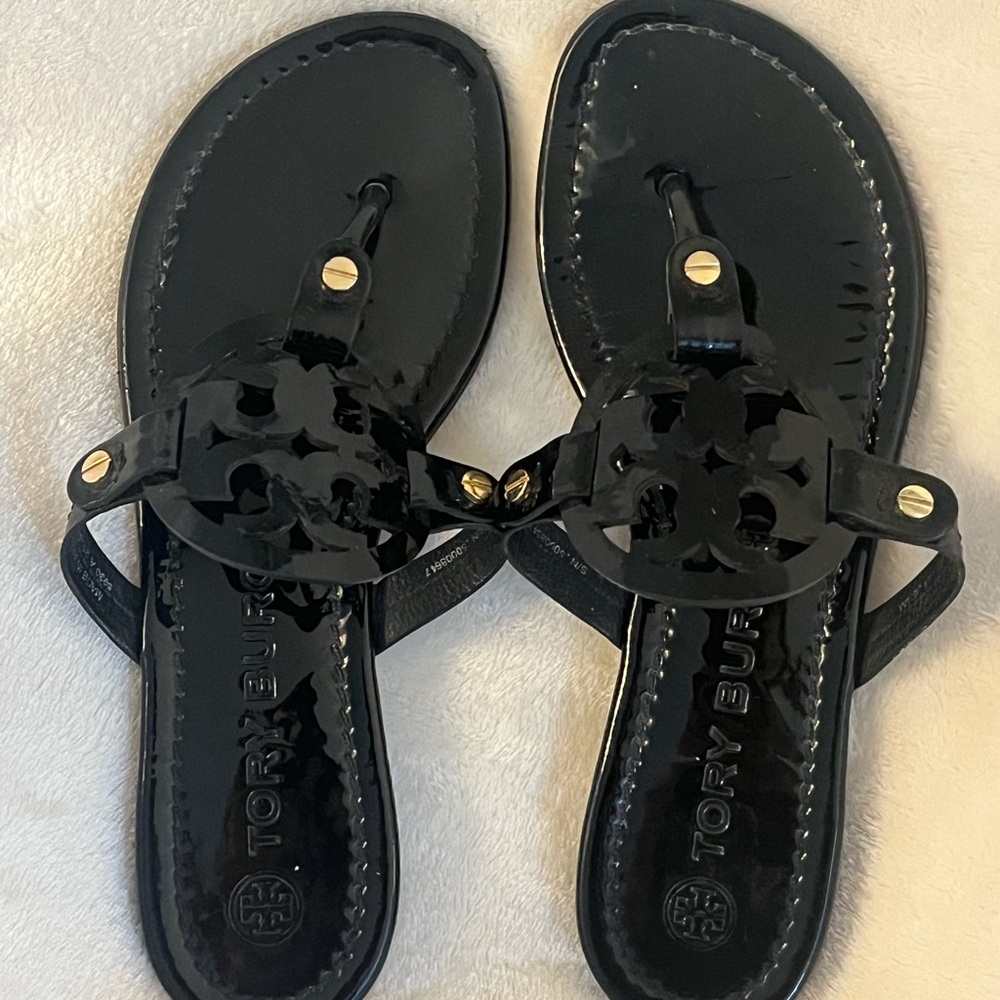 Tory Burch Glossy Black Sandals